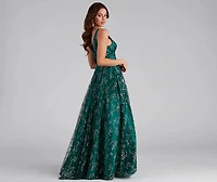 Kristin Formal Embroidered Glitter Ball Gown