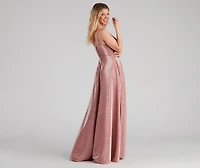 Noelle Formal Woven Glitter Ball Gown