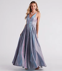 Delaney Iridescent Glitter Woven Ball Gown