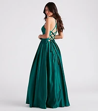 Jane Satin Lace-Up A-Line Ball Gown
