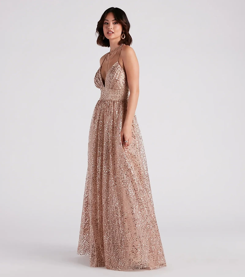 Stacy Glitter Sequin Tulle Ball Gown