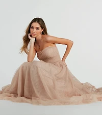 Maryanne Strapless A-Line Glitter Tulle Ball Gown