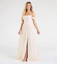 Raelynn Off-The-Shoulder A-Line Lace Ball Gown