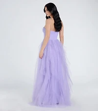 Lindsey Bustier A-Line Ruffle Tulle Ball Gown