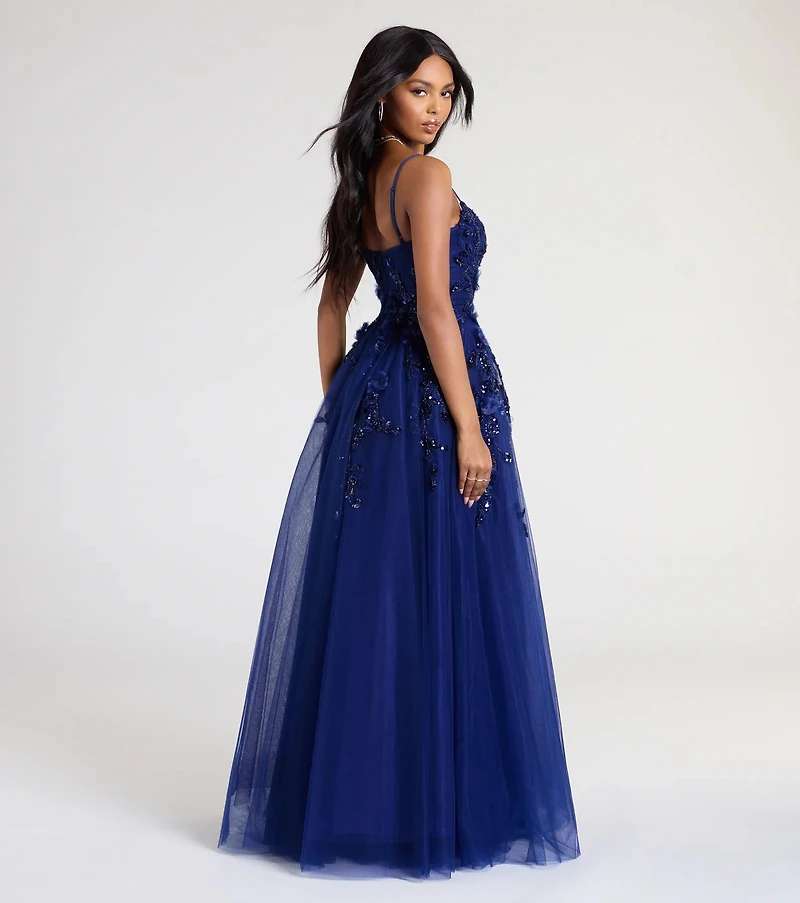 Lula A-Line Sequin Floral Tulle Ball Gown