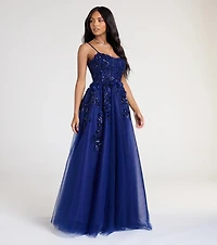 Lula A-Line Sequin Floral Tulle Ball Gown