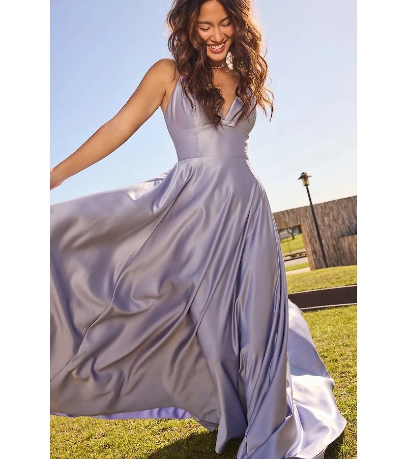 Daniela Satin A-Line Ball Gown