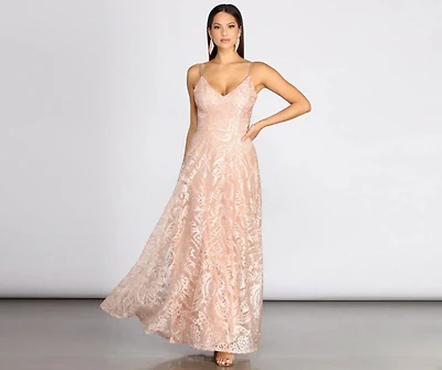 Veda Embroidered Elegance Ball Gown