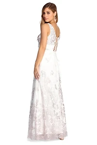 Sadie Lace Up Glitter Ball Gown