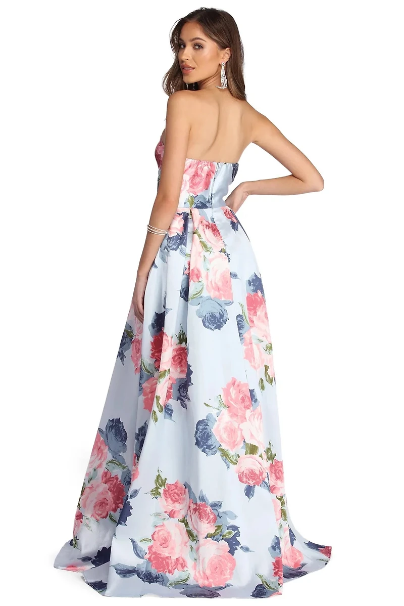 Adaline Strapless Floral Ball Gown