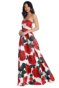 Alayah Floral Satin Ball Gown