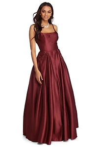 Cindy Embellished Satin Ball Gown