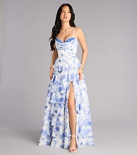 Harmony Floral Chiffon A-Line Ball Gown