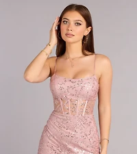 Stephanie Glitter Lace-Up Ball Gown