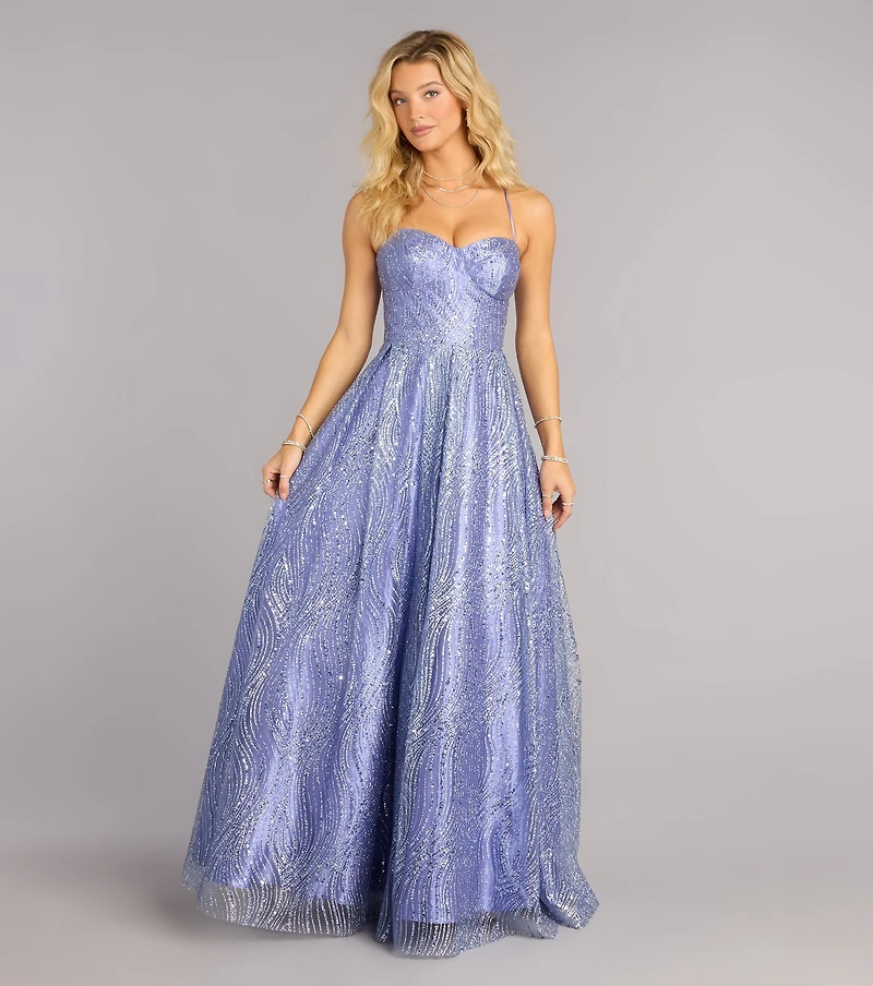 Cecelia Glitter Sequin A-Line Ball Gown