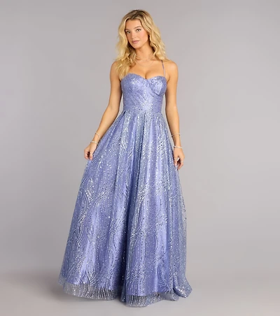 Cecelia Glitter Sequin A-Line Ball Gown