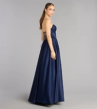 Ivana Satin Ball Gown With Pockets