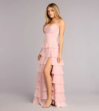 Lilliana Chiffon Ruffle A-Line Gown