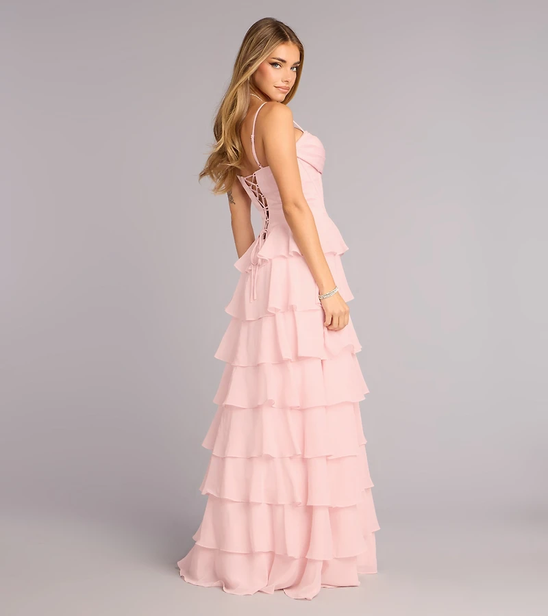Lilliana Chiffon Ruffle A-Line Gown