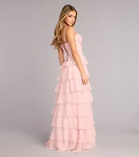Lilliana Chiffon Ruffle A-Line Gown