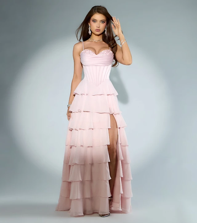 liliane garden rose ruffled a line formal dress Liliane Garden Rose Ruffled A-Line Formal Dress