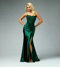Raven Satin Corset Mermaid Ball Gown