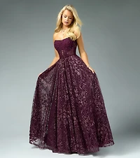 Aria Glitter Sequin Tulle Lace-Up Ball Gown