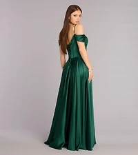 Ava Satin Cold Shoulder A-Line Ball Gown