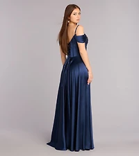 Ava Satin Cold Shoulder A-Line Ball Gown