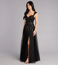 Ashley Applique Lace-Up Tulle Ball Gown