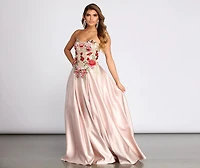 Joanne Floral Satin Ball Gown