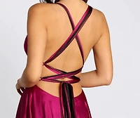 Lyric Cross & Lace Up Back Satin Dress