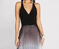 Janella Cross Back Pleated Ombre Dress