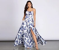 Luna Satin Floral A-Line Dress