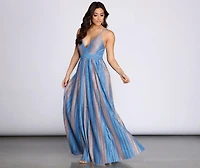 Indra Metallic Glitter Cross Back A-Line Dress