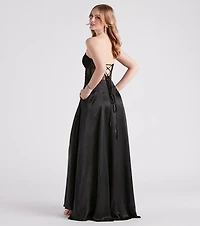 Danica Rhinestone Lace Satin Formal Dress