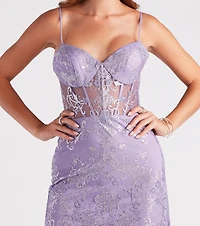 Keria Formal Glitter Lace Mermaid Dress