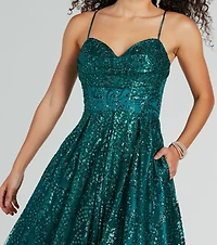 Giavanna Glitter Corset Lace-Up Ball Gown