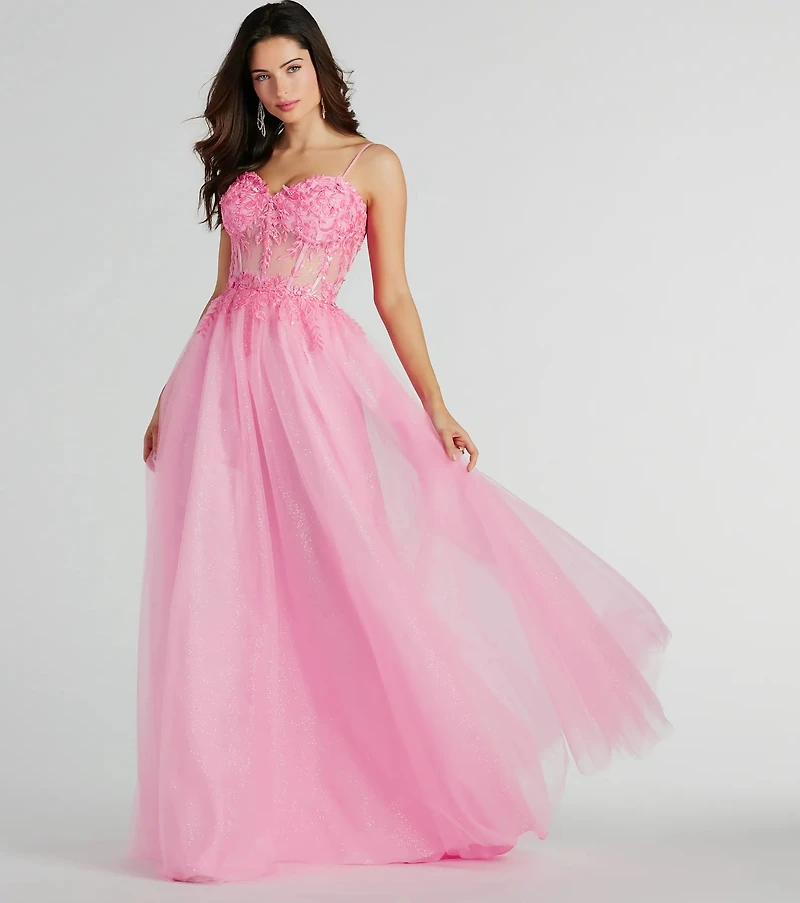 Margo Corset Floral Applique A-Line Ball Gown