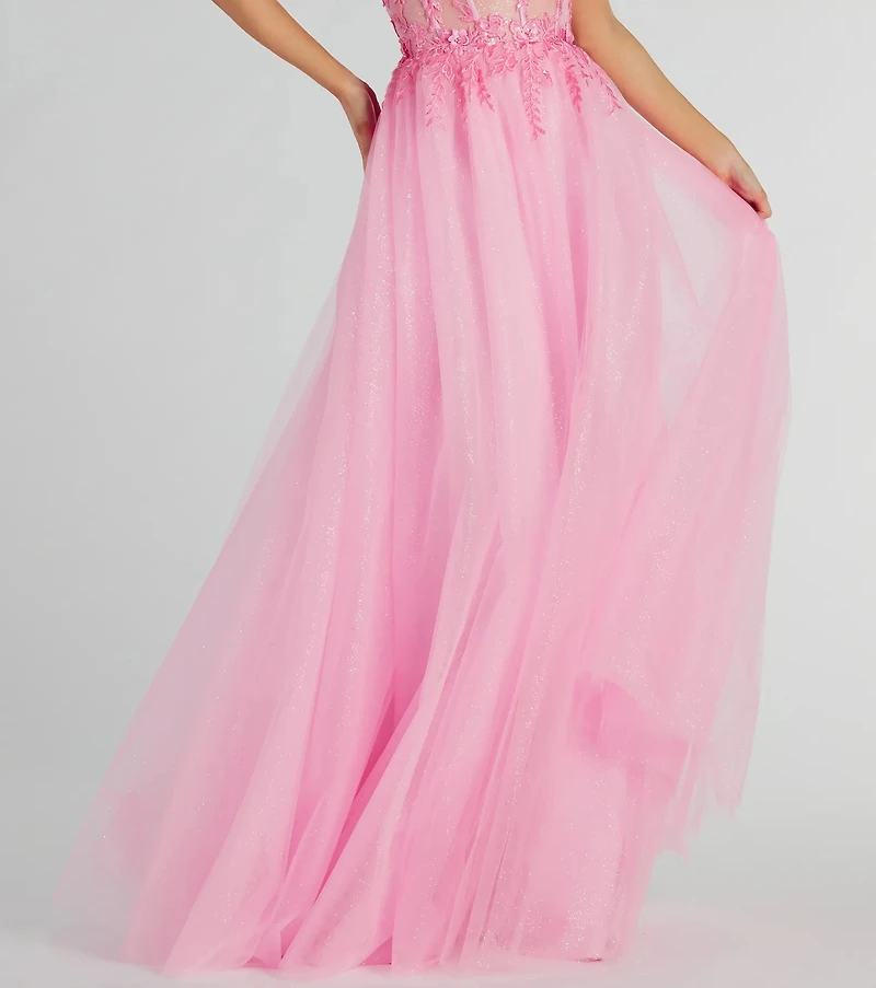 Margo Corset Floral Applique A-Line Ball Gown