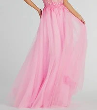 Margo Corset Floral Applique A-Line Ball Gown