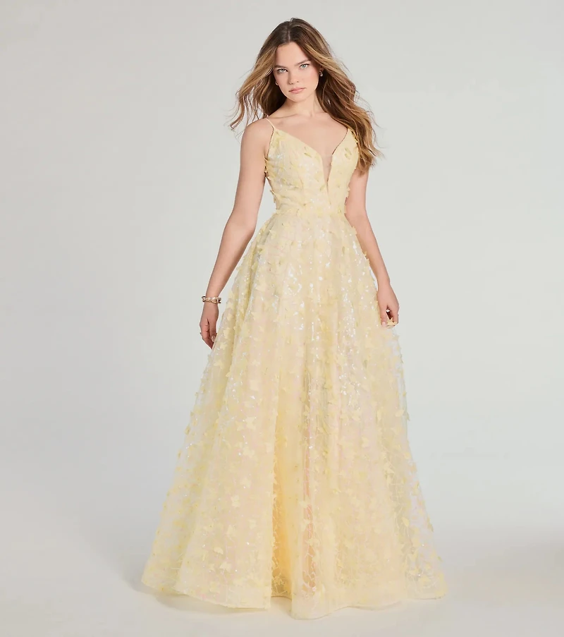 Kallie Butterfly Mesh A-Line Ball Gown