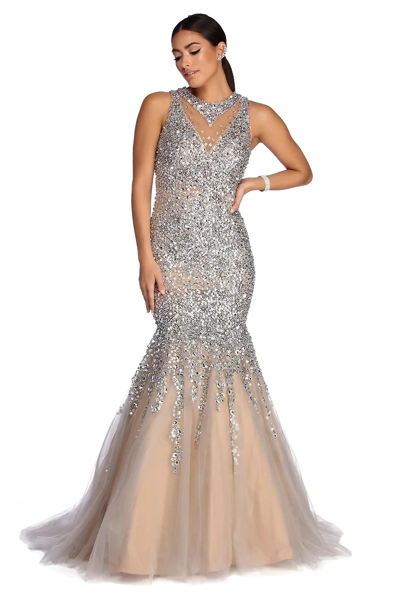 Everleigh Radiating Gemstone Mermaid Dress