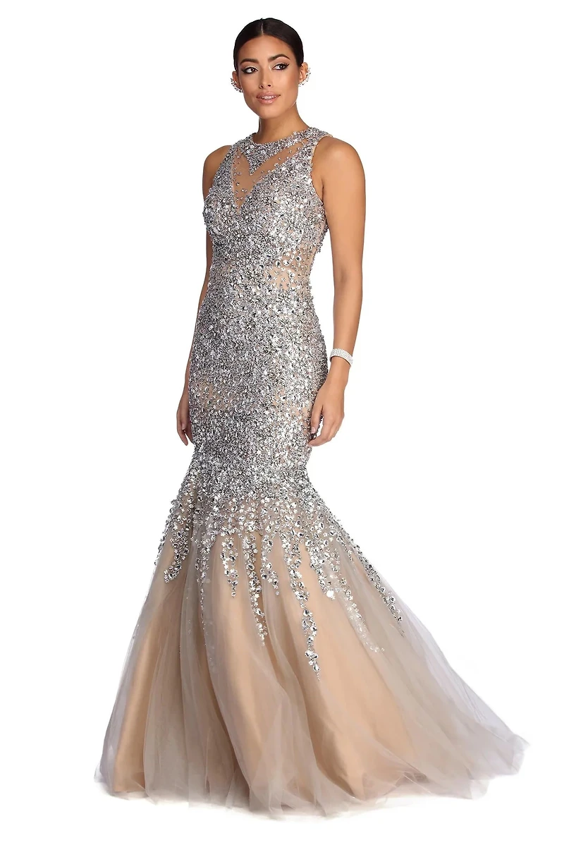 Everleigh Radiating Gemstone Mermaid Dress