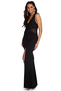 Iya Beaded High Slit Dress