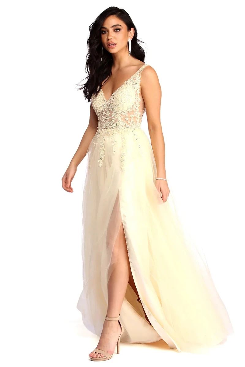 Alisha High Slit Ball Gown