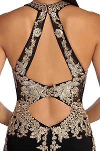 Dina Formal Metallic Open Back Dress