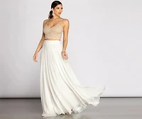 Magnolia Two Piece Scallop Lace Glitter A-Line Dress