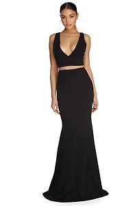 Roxanna Formal Lattice Two Piece Dress