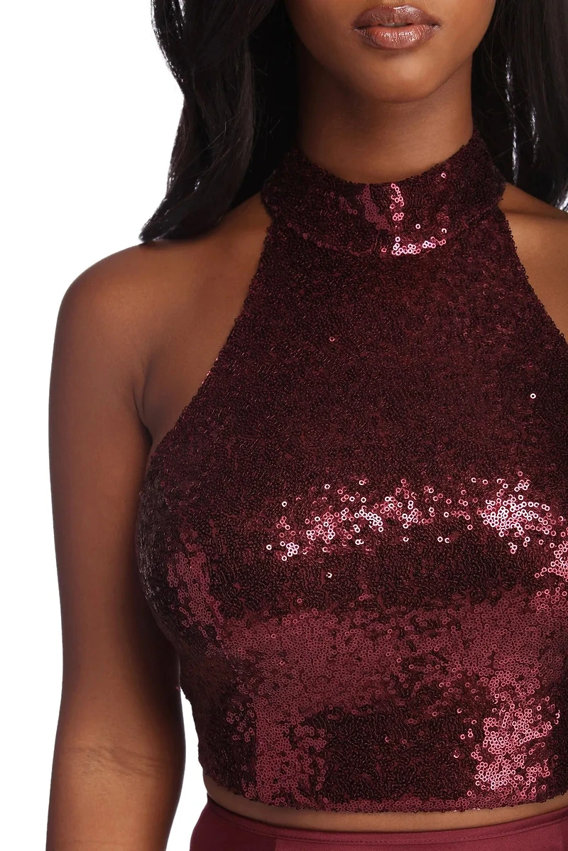 Ophelia Formal Sequin Two Piece Dress